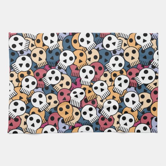 Multicolor Skulls-Muster Geschirrtuch (Horizontal)