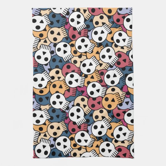 Multicolor Skulls-Muster Geschirrtuch (Vertikal)