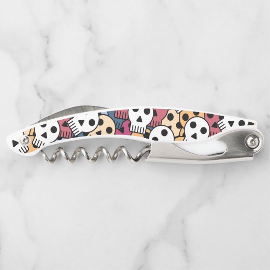 Multicolor Skulls-Muster Kellnermesser (Rückseite)