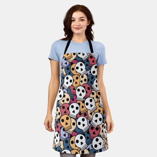Multicolor Skulls-Muster Schürze (Getragen)
