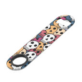 Multicolor Skulls-Muster Speed Flaschenöffner (Vorderseite Schrägansicht)