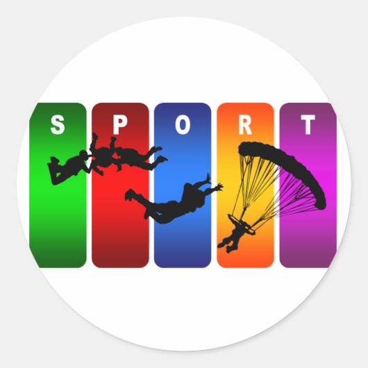 Multicolor Skydiving Emblem Runder Aufkleber (Vorderseite)