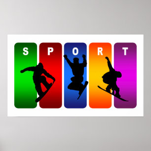 Multicolor-Snowboarding-Emblem Poster