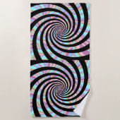 Multicolor-Spirals - schwarz bg Strandtuch (Vorderseite)