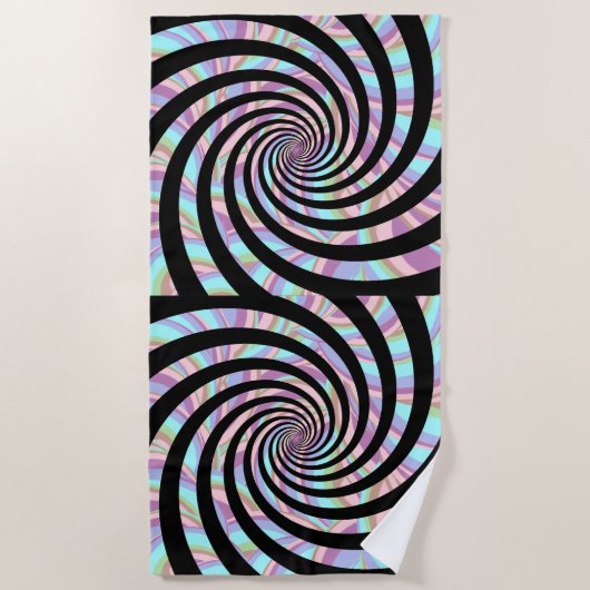 Multicolor-Spirals - schwarz bg Strandtuch (Vorderseite)