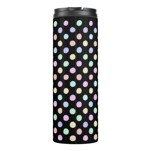 Multicolor Spots auf schwarz Thermosbecher (Rückseite)
