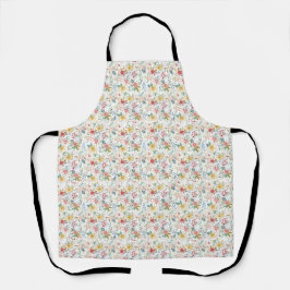 Multicolor spring floral pattern white background schürze