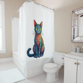 Multicolor Stained Glass Cat 784 Duschvorhang (Beispiel)
