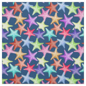 Multicolor Starfish Nautical Summer Beach auf Blue Stoff (Muster)
