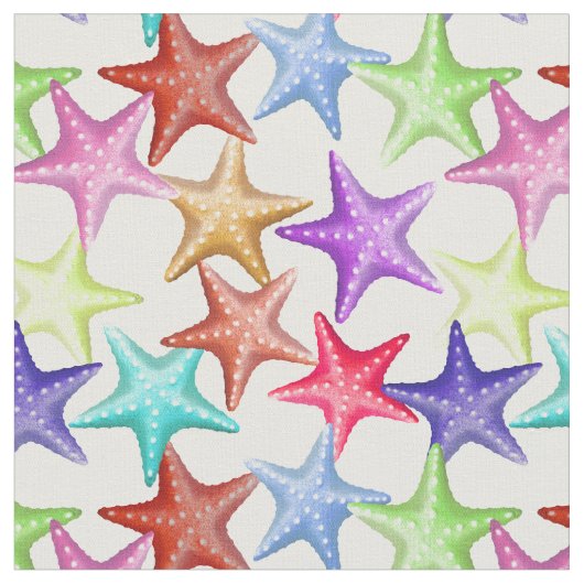 Multicolor Starfish Nautical Summer Beach Stoff (Nahaufnahme)