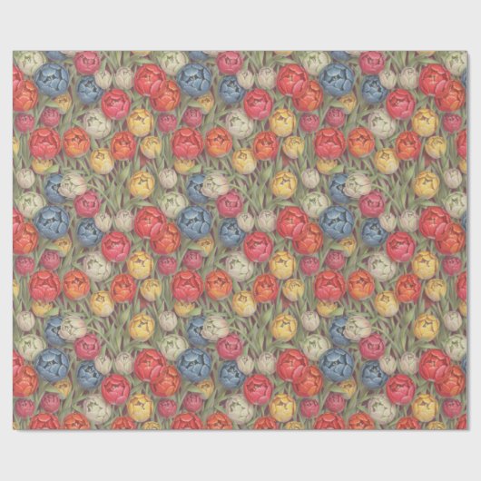 Multicolor Stift gezeichnet Tulips Geschenkpapier (Flach)