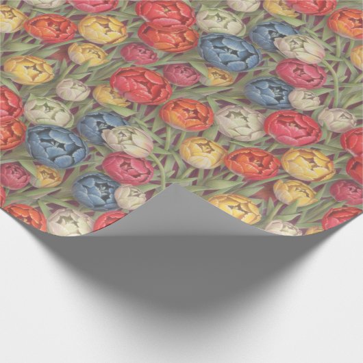 Multicolor Stift gezeichnet Tulips Geschenkpapier (Ecke)