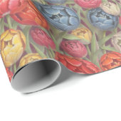 Multicolor Stift gezeichnet Tulips Geschenkpapier (Rolleneckpunkt)