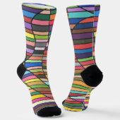 Multicolor-Streifen Abstrakt mit den folgenden Kur Socken (Gewinkelt)
