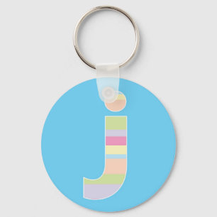 Multicolor-Streifen-Monogramm - Buchstabe J Schlüsselanhänger
