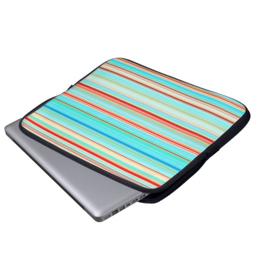Multicolor-Streifenmuster Laptopschutzhülle (Vorne Knopf)