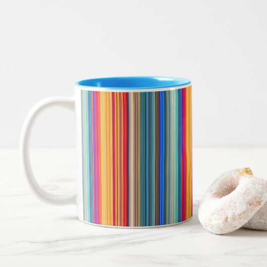 Multicolor-Streifenmuster Zweifarbige Tasse (Mit Donut)