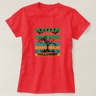 Multicolor Stripe Friedhof mit Fledermäusen und Bä T-Shirt