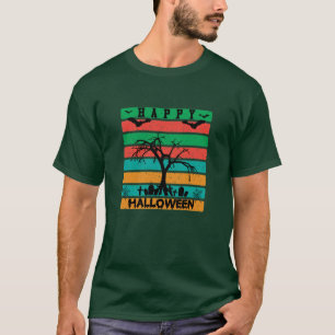 Multicolor Stripe Friedhof mit Fledermäusen und Bä T-Shirt