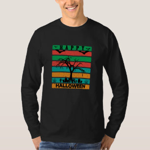 Multicolor Stripe Friedhof mit Fledermäusen und Bä T-Shirt