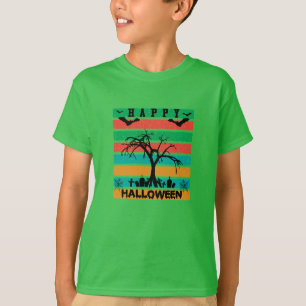 Multicolor Stripe Friedhof mit Fledermäusen und Bä T-Shirt