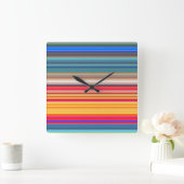 Multicolor Striped Pattern Quadratische Wanduhr (Zuhause)