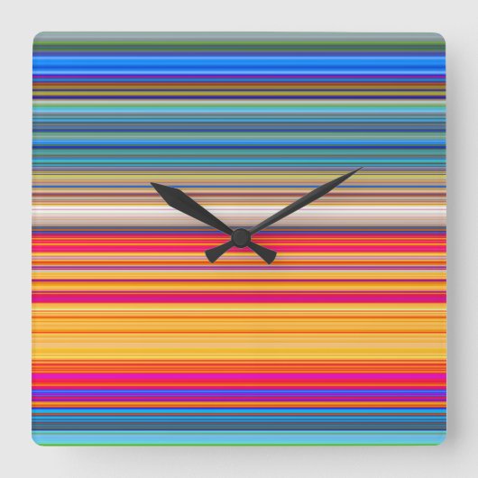 Multicolor Striped Pattern Quadratische Wanduhr (Vorderseite)