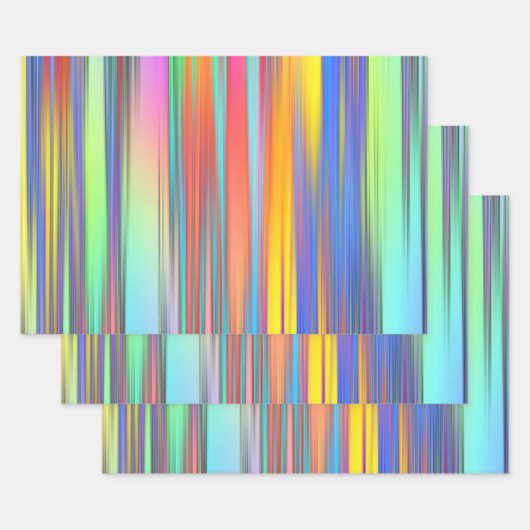 Multicolor Stripes Artistic Geschenkpapier Set (Set)