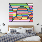 Multicolor Stripte Abstrakte, schwarze Krümmer Leinwanddruck (Insitu (Schlafzimmer))