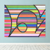 Multicolor Stripte Abstrakte, schwarze Krümmer Leinwanddruck (Insitu (Holzboden))