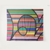 Multicolor Stripte Abstrakte, schwarze Krümmer Wandteppich (Vorderseite (Horizontal))