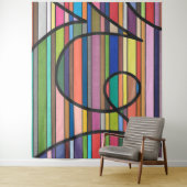 Multicolor Stripte Abstrakte, schwarze Krümmer Wandteppich (Beispiel)