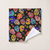 Multicolor Sugar Skulls Badhandtuch Set (Waschlappen)
