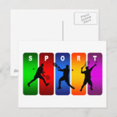 Multicolor Tennis Emblem (männlich) Postkarte (Vorne/Hinten)