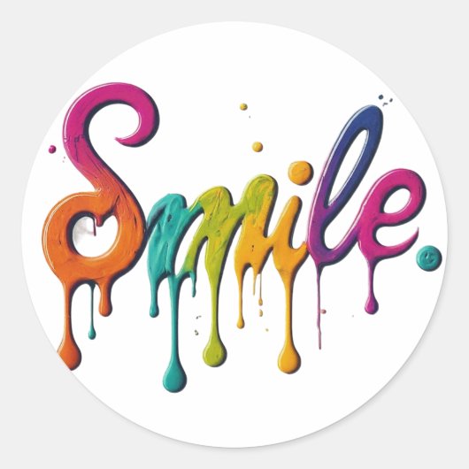 Multicolor-Textdesign lächeln Runder Aufkleber (Vorderseite)