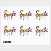 Multicolor-Textdesign lächeln Runder Aufkleber (Blatt)