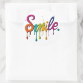 Multicolor-Textdesign lächeln Runder Aufkleber (Tasche)