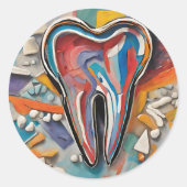 Multicolor Tooth Runder Aufkleber (Vorderseite)