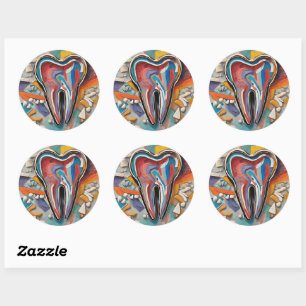 Multicolor Tooth Runder Aufkleber