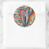 Multicolor Tooth Runder Aufkleber (Tasche)