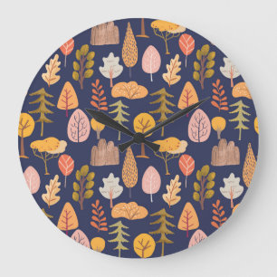 Multicolor Trees: Mittelherbst Vintag Große Wanduhr