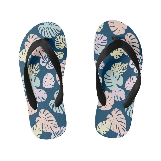 Multicolor Tropical Blätter 4 Kinderbadesandalen (Fußbett)