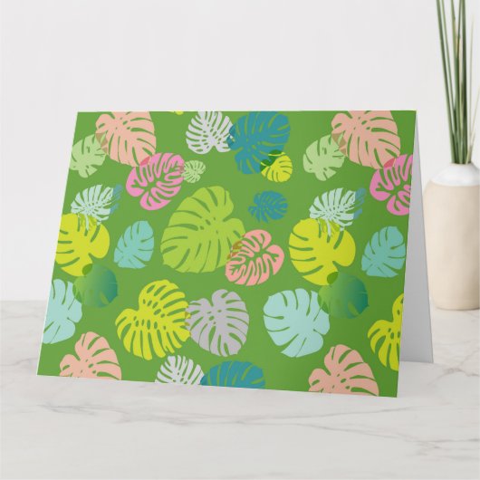 Multicolor Tropical Blätter 8 Dankeskarte (Vorderseite)
