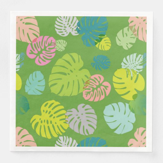 Multicolor Tropical Blätter 8 Serviette (Vorderseite)
