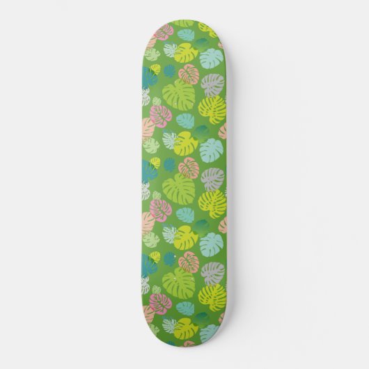 Multicolor Tropical Blätter 8 Skateboard (Vorderseite)