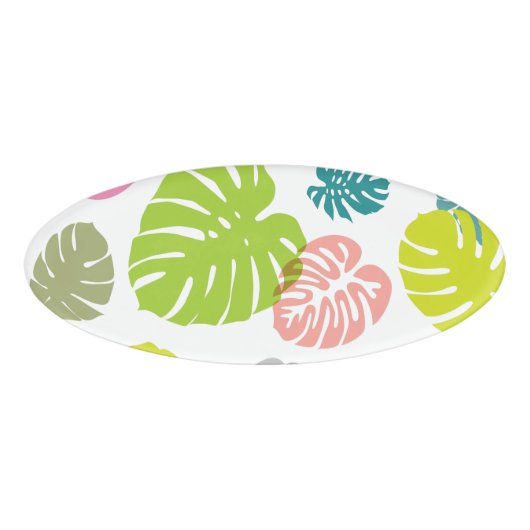 Multicolor Tropical Blätter Namenschild (Vorderseite)