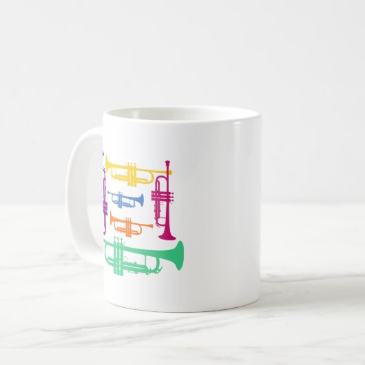 Multicolor Trumpet-Messinginstrument Kaffeetasse (Vorderseite Links)