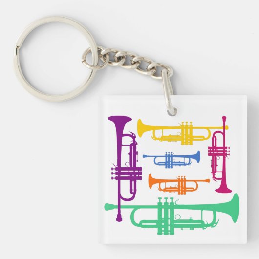 Multicolor Trumpet-Messinginstrument Schlüsselanhänger (Vorderseite)