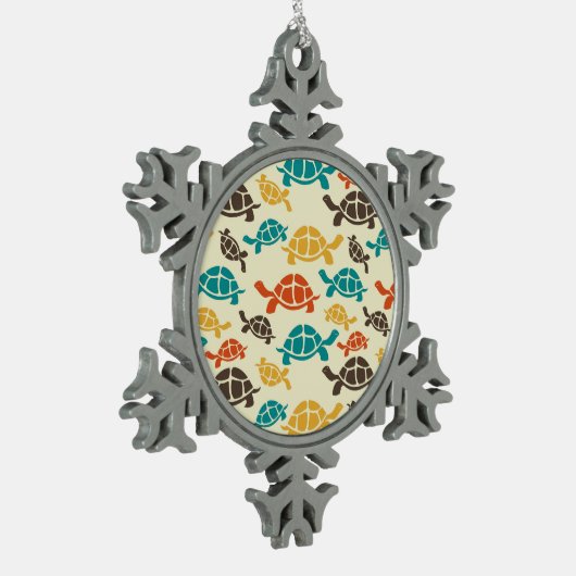 Multicolor Turtle Schneeflocken Zinn-Ornament (Links)