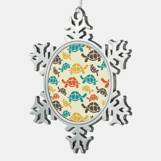 Multicolor Turtle Schneeflocken Zinn-Ornament (Rechts)